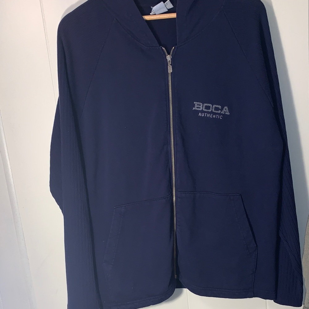 Vintage BOCA ZIP UP Women's Navy Cardigan Sweater